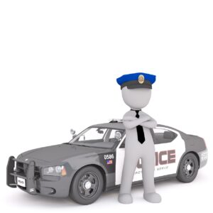 police car, white male, 3d model